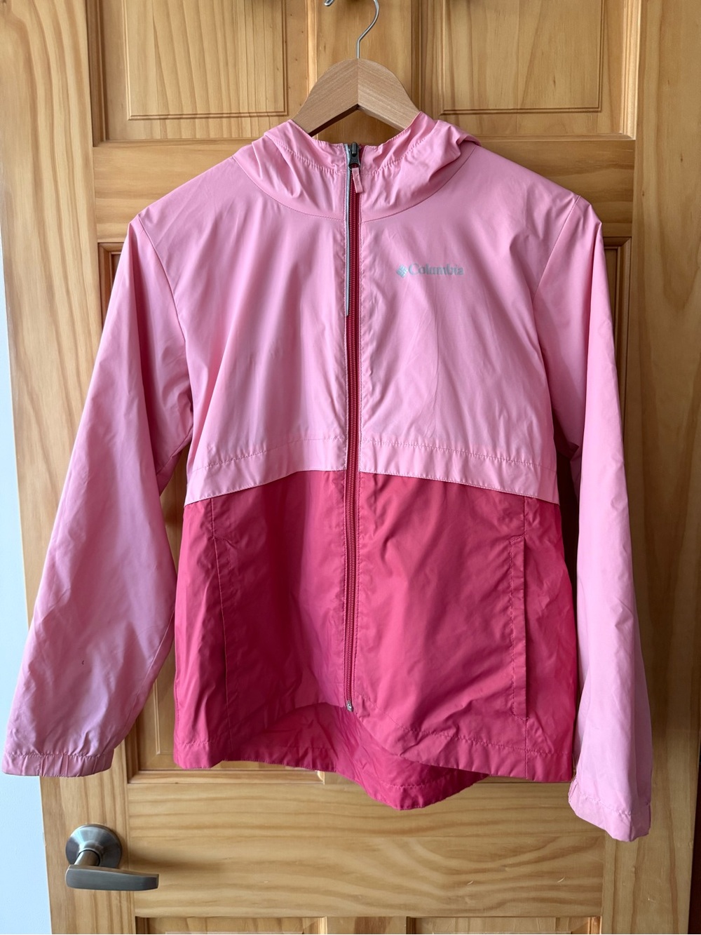 Columbia Two-Tone Pink Hooded Rain Jacket